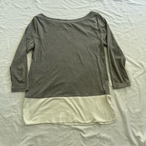 LOFT Gray and Cream Long Sleeve Top - Picture 2 of 4